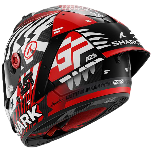 Shark Aeron GP racing helmet in Speed-Fancy DWR matte white and red colourway