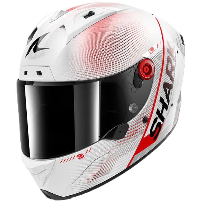 Shark Aeron full-face helmet in Speed-Tech DWR white and red livery