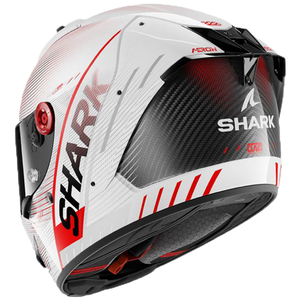 Shark Aeron full-face helmet in Speed-Tech DWR white and red livery