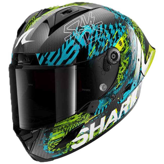 Shark Aeron GP full-face racing helmet in Speed-Vibe DBG blue-green colourway