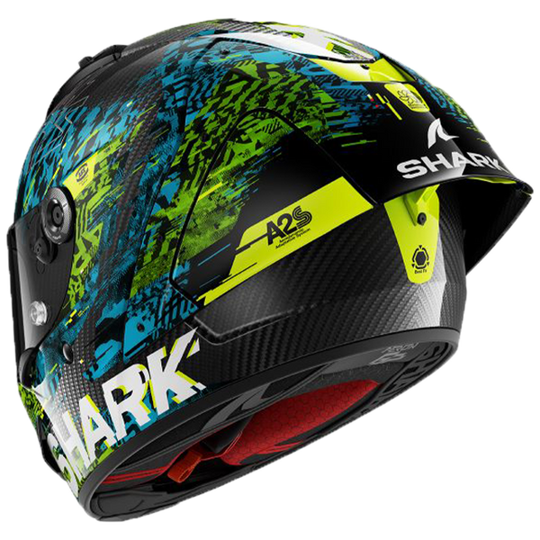 Shark Aeron GP full-face racing helmet in Speed-Vibe DBG blue-green colourway