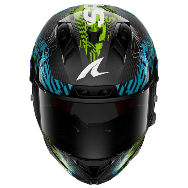 Shark Aeron GP full-face racing helmet in Speed-Vibe DBG blue-green colourway
