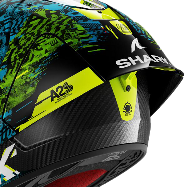 Shark Aeron GP full-face racing helmet in Speed-Vibe DBG blue-green colourway