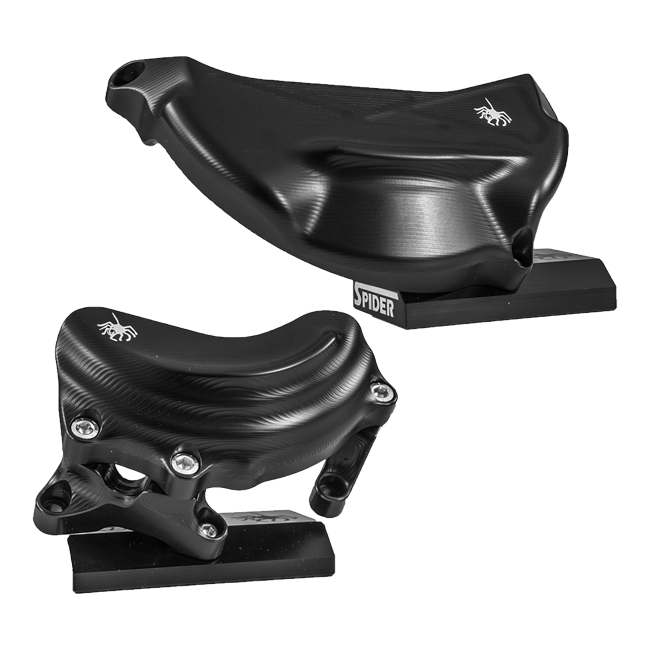 Spider Racing black anodised aluminium engine case cover for Ducati Panigale V4 V4S 2025-2026