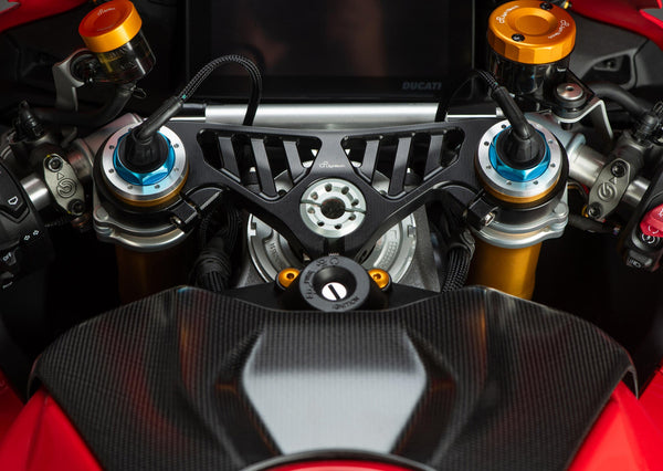 LighTech TCADU002NER upper fork bridge anodised black for Ducati Panigale V4 2025-2026