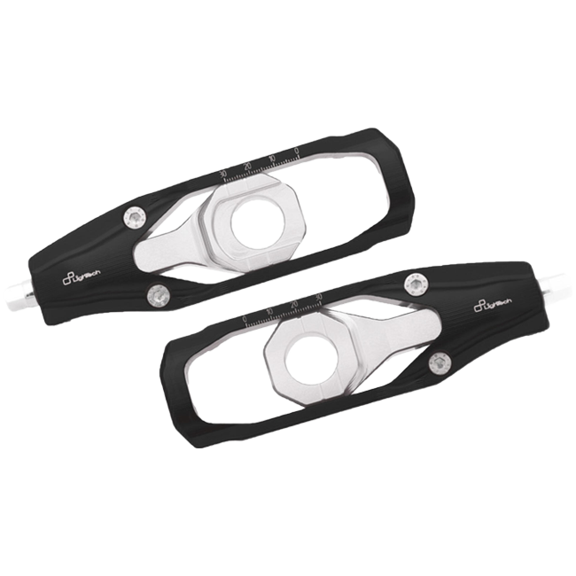 LighTech TEAP004 chain tensioner for Aprilia RS 660 in red and black Ergal 7075 aluminium