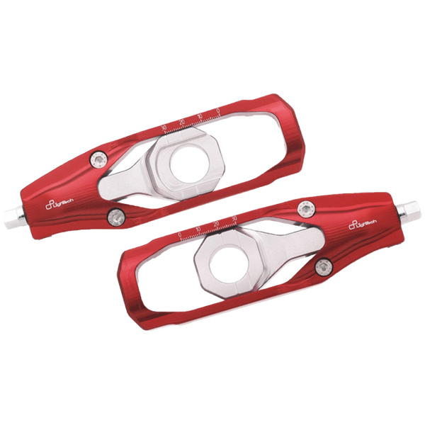 LighTech TEAP004 chain tensioner for Aprilia RS 660 in red and black Ergal 7075 aluminium