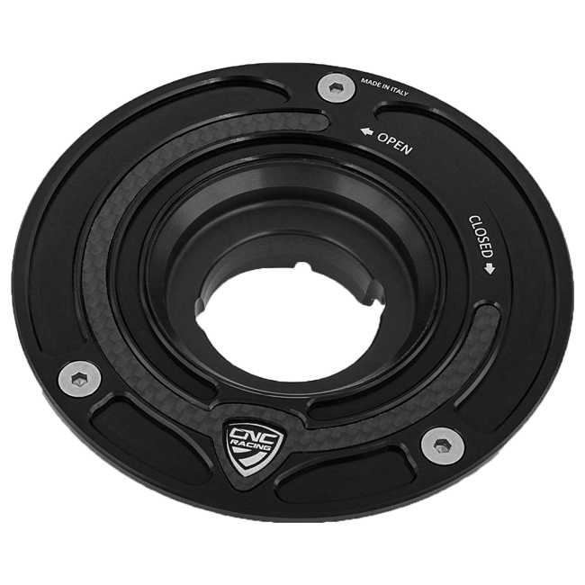 CNC Racing TSB01 carbon fuel cap with Ergal aluminium flange for Ducati Panigale V4