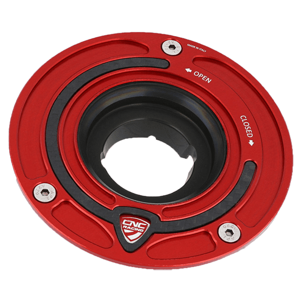 CNC Racing TSB01 carbon fuel cap with Ergal aluminium flange for Ducati Panigale V4