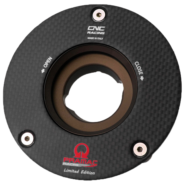 CNC Racing TSB21PR Pramac Racing Limited Edition carbon fuel cap for Ducati Panigale V4