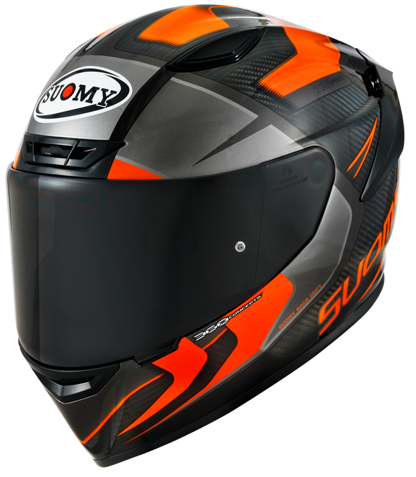 Suomy TX-Pro full-face carbon helmet in Advance Orange Fluo high-gloss finish