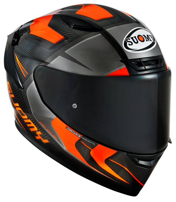 Suomy TX-Pro full-face carbon helmet in Advance Orange Fluo high-gloss finish