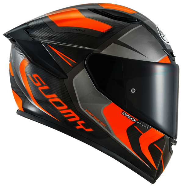 Suomy TX-Pro full-face carbon helmet in Advance Orange Fluo high-gloss finish