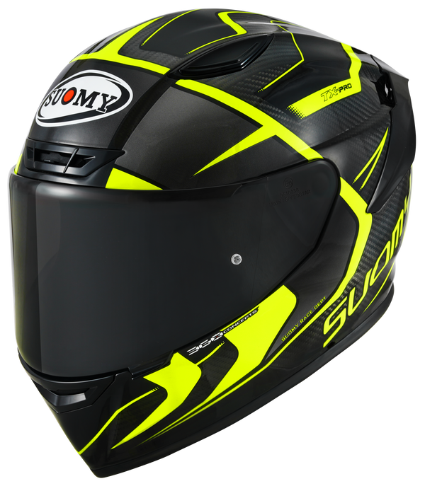 Suomy TX-Pro full-face carbon helmet in Advance Yellow Fluo finish