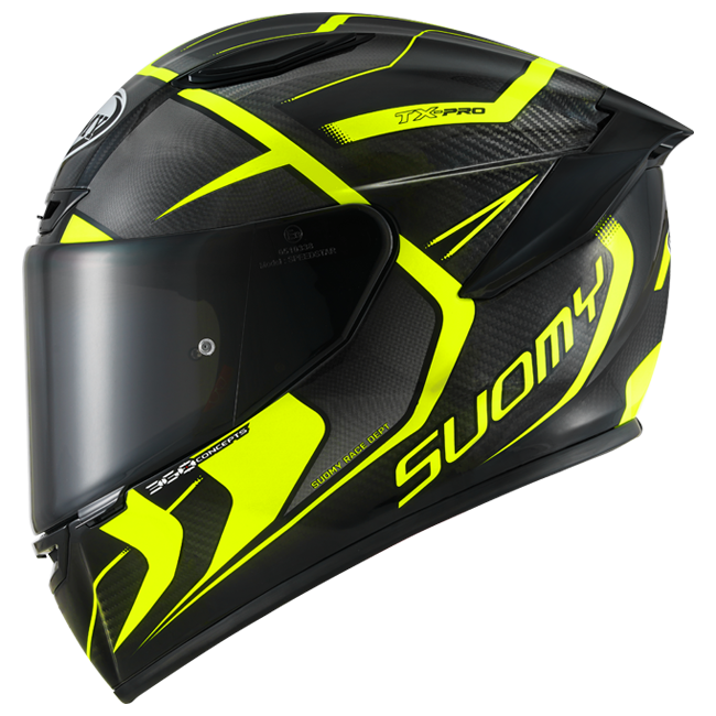 Suomy TX-Pro full-face carbon helmet in Advance Yellow Fluo finish