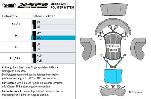 Shoei X-SPR Pro rear head pad M5 Type-P interior padding module