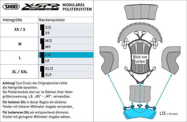 Shoei Neck Roll L13 Type-P interior pad for X-SPR Pro helmet
