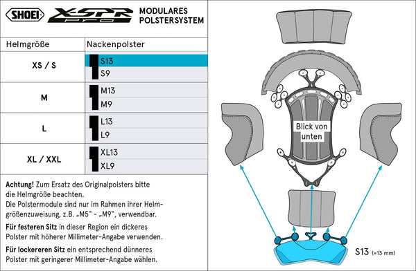 Shoei S13 Type-P neck pad for X-SPR Pro helmet