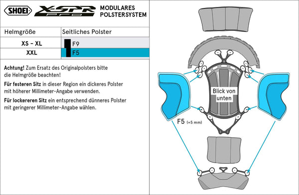 Shoei Side Head Pad F5 Type-P for X-SPR Pro helmet interior