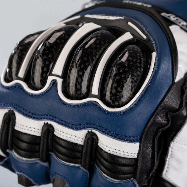 RST Tractech Evo 4 men's motorcycle leather gloves in Blue/White/Black