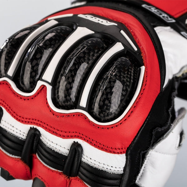 RST Tractech Evo 4 men's motorcycle leather gloves in Red, White and Black