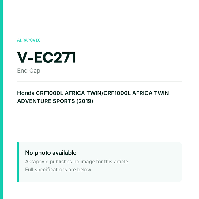 Akrapovic End Cap V-EC271 — placeholder, no manufacturer photo available