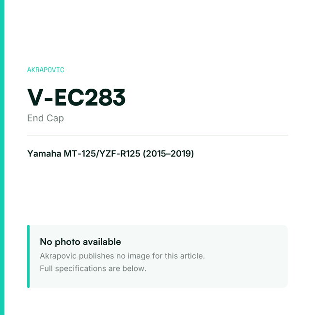 Akrapovic End Cap V-EC283 — placeholder, no manufacturer photo available