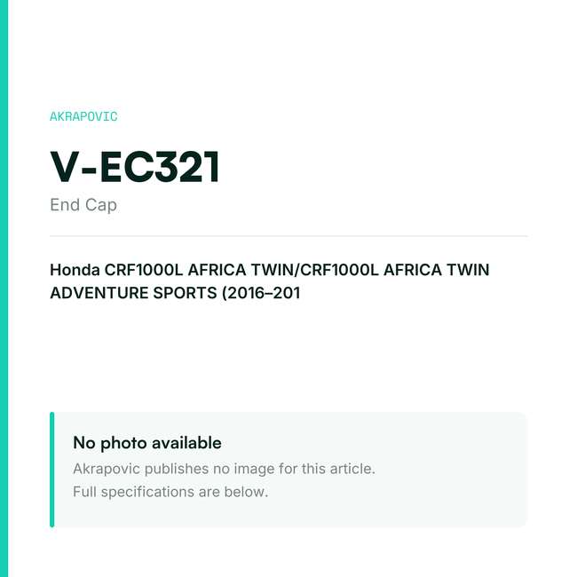 Akrapovic End Cap V-EC321 — placeholder, no manufacturer photo available