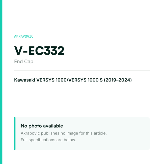 Akrapovic End Cap V-EC332 — placeholder, no manufacturer photo available