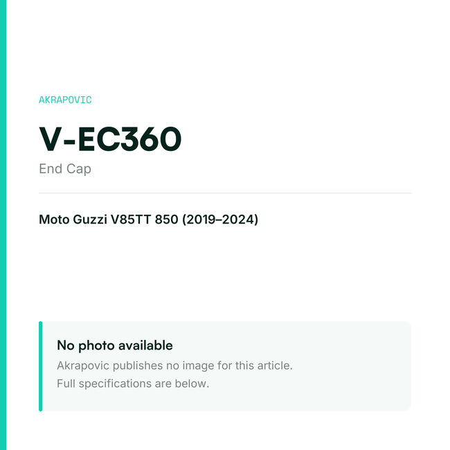 Akrapovic End Cap V-EC360 — placeholder, no manufacturer photo available