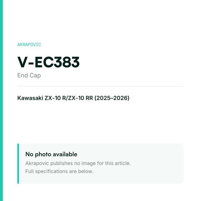 Akrapovic End Cap V-EC383 — placeholder, no manufacturer photo available
