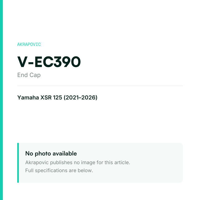 Akrapovic End Cap V-EC390 — placeholder, no manufacturer photo available