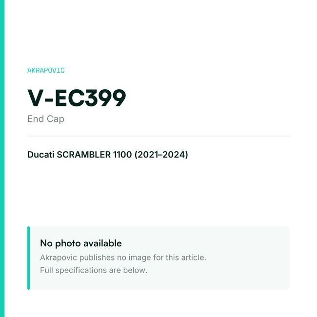 Akrapovic End Cap V-EC399 — placeholder, no manufacturer photo available