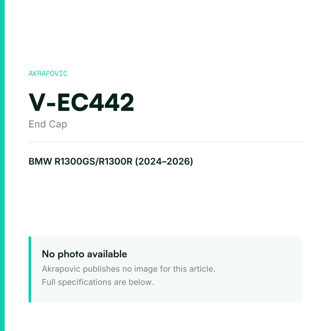 Akrapovic End Cap V-EC442 — placeholder, no manufacturer photo available