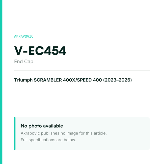 Akrapovic End Cap V-EC454 — placeholder, no manufacturer photo available