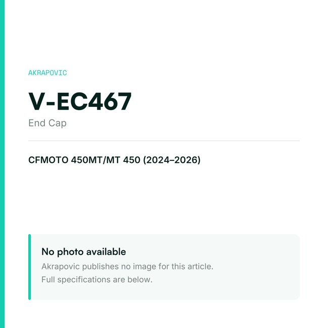 Akrapovic End Cap V-EC467 — placeholder, no manufacturer photo available