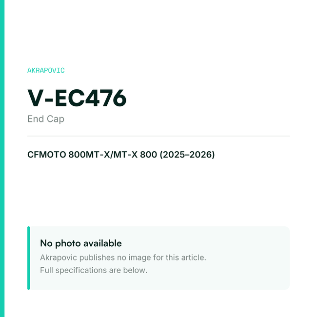 Akrapovic End Cap V-EC476 — placeholder, no manufacturer photo available