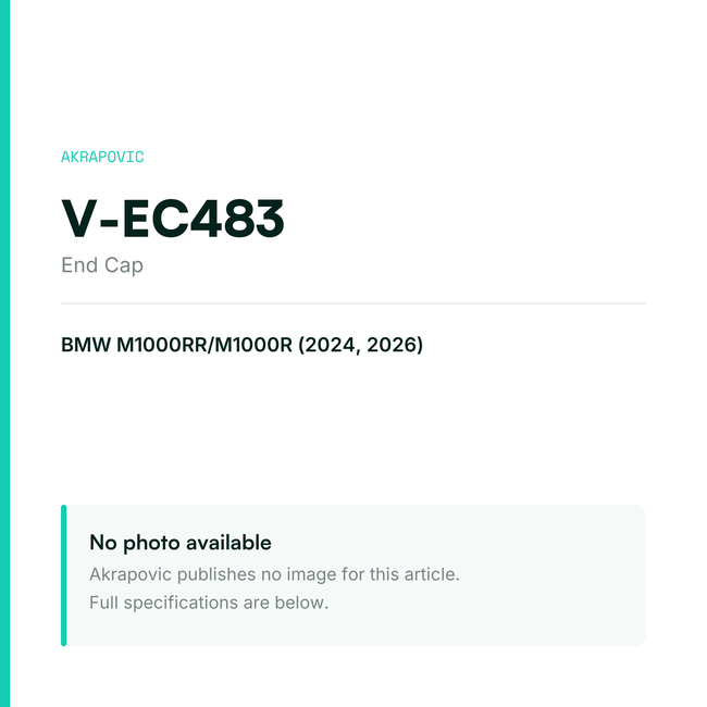 Akrapovic End Cap V-EC483 — placeholder, no manufacturer photo available