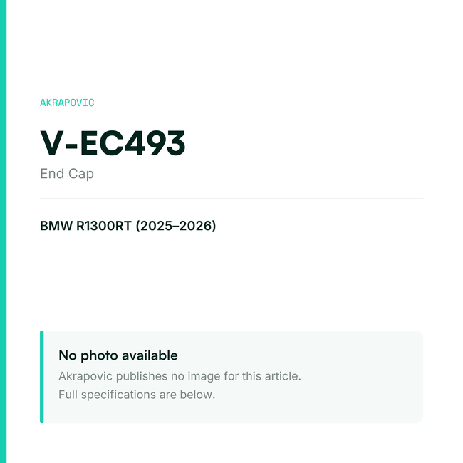 Akrapovic End Cap V-EC493 — placeholder, no manufacturer photo available