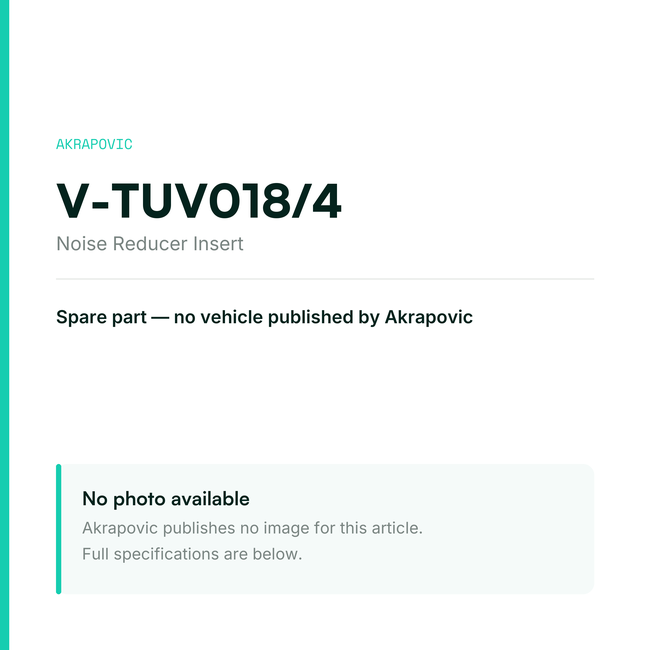 Akrapovic Noise Reducer Insert V-TUV018/4 — placeholder, no manufacturer photo available