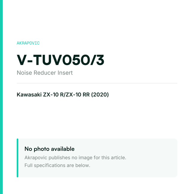 Akrapovic Noise Reducer Insert V-TUV050/3 — placeholder, no manufacturer photo available