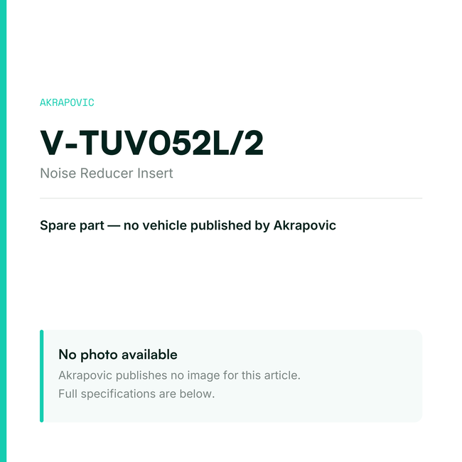 Akrapovic Noise Reducer Insert V-TUV052L/2 — placeholder, no manufacturer photo available