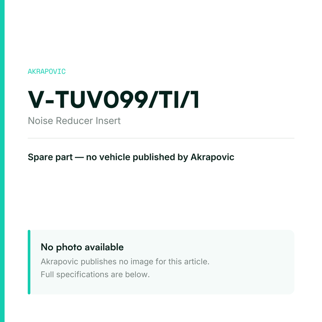 Akrapovic Noise Reducer Insert V-TUV099/TI/1 — placeholder, no manufacturer photo available