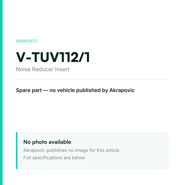 Akrapovic Noise Reducer Insert V-TUV112/1 — placeholder, no manufacturer photo available