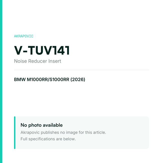 Akrapovic Noise Reducer Insert V-TUV141 — placeholder, no manufacturer photo available