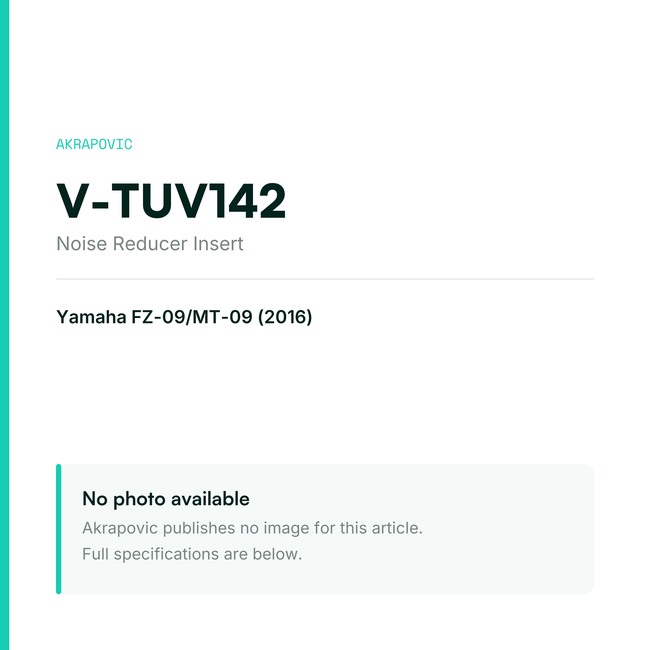 Akrapovic Noise Reducer Insert V-TUV142 — placeholder, no manufacturer photo available