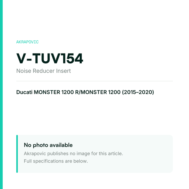 Akrapovic Noise Reducer Insert V-TUV154 — placeholder, no manufacturer photo available