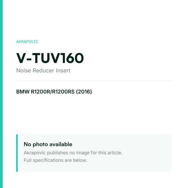Akrapovic Noise Reducer Insert V-TUV160 — placeholder, no manufacturer photo available