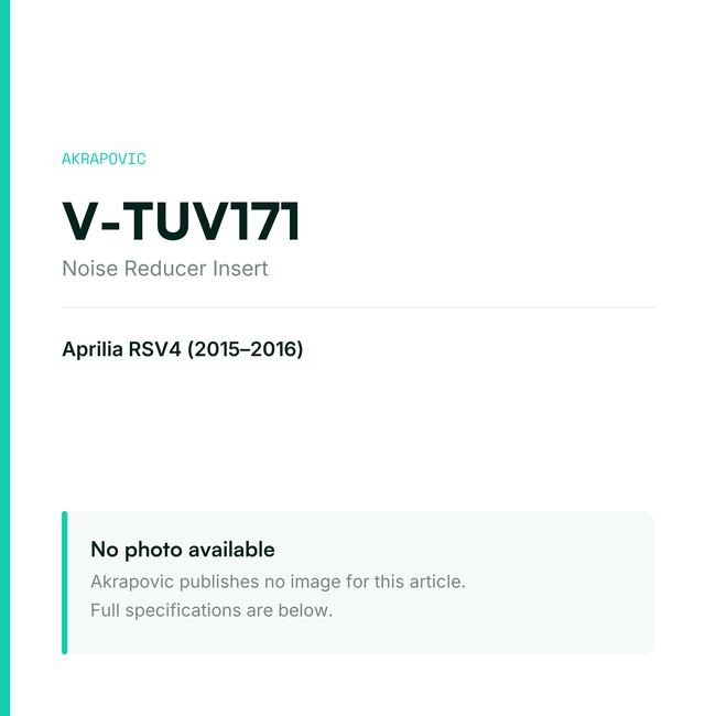 Akrapovic Noise Reducer Insert V-TUV171 — placeholder, no manufacturer photo available