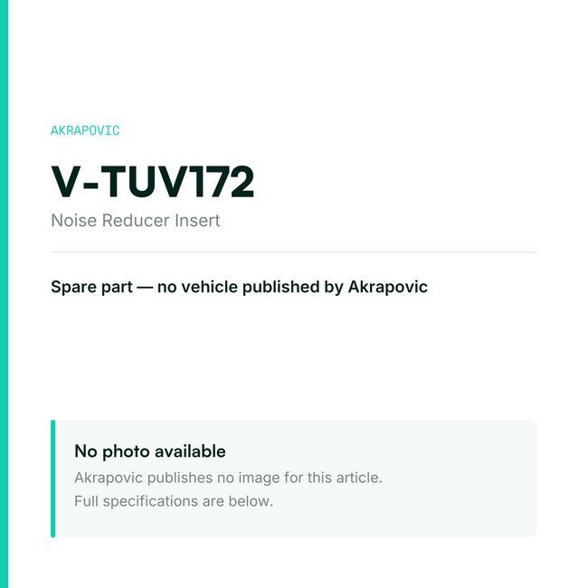 Akrapovic Noise Reducer Insert V-TUV172 — placeholder, no manufacturer photo available